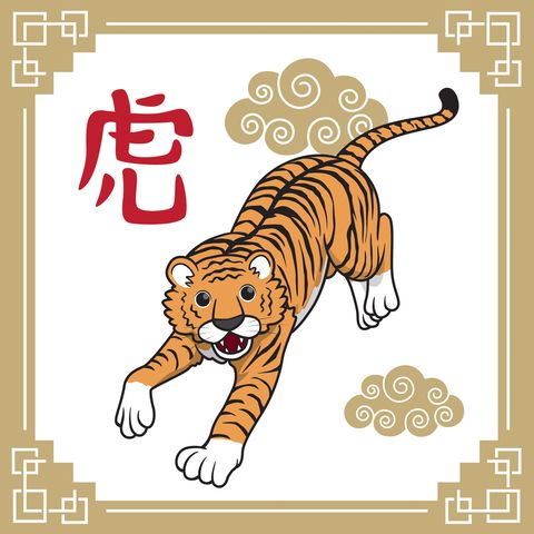 vector illustration year of the tiger, the 12 chinese horoscope animals isolated on white background chinese calendar or chinese zodiac sign concept cartoon characters education and school kids coloring page, printable, activity, worksheet, flashcard