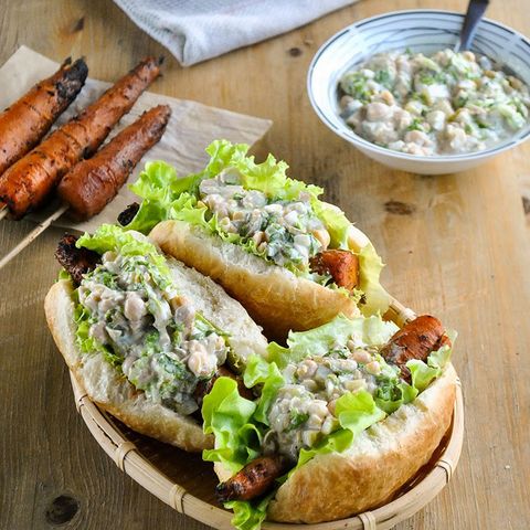 Smoky Barbecue Carrot Dogs with Creamy Chickpea Salad