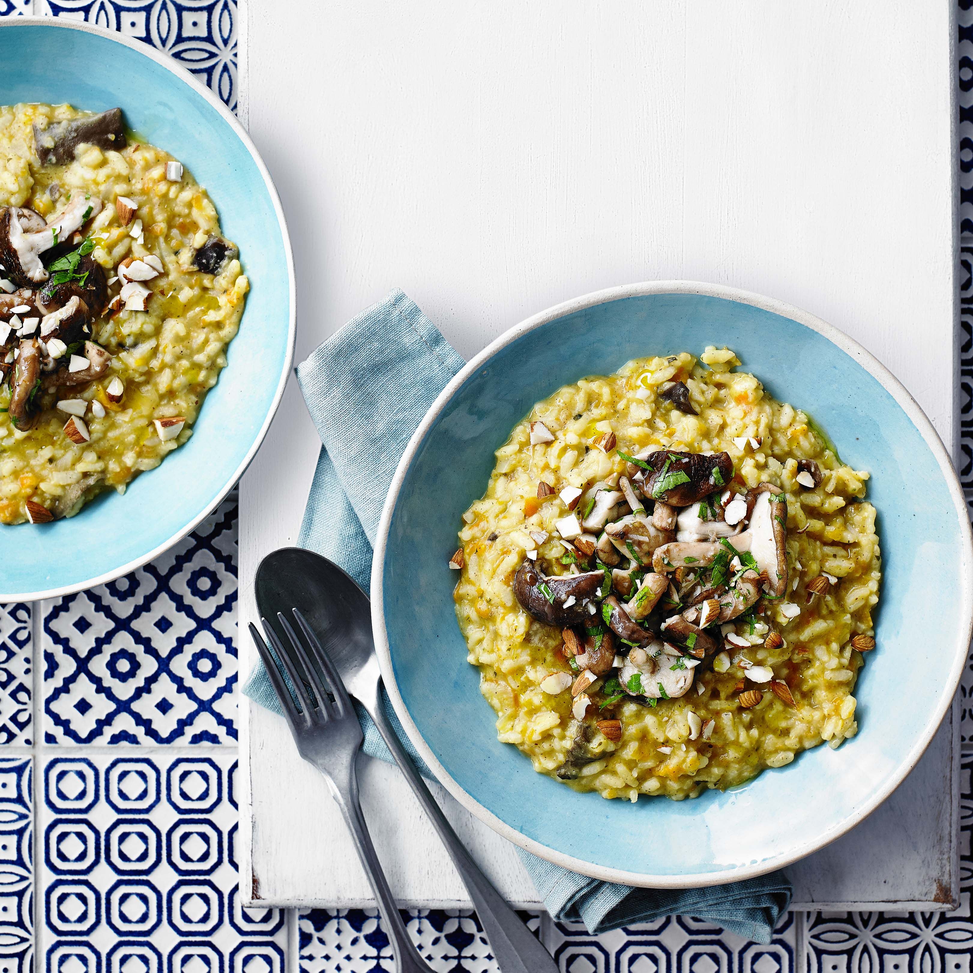 Vegan Mushroom Risotto With Almond Crumb