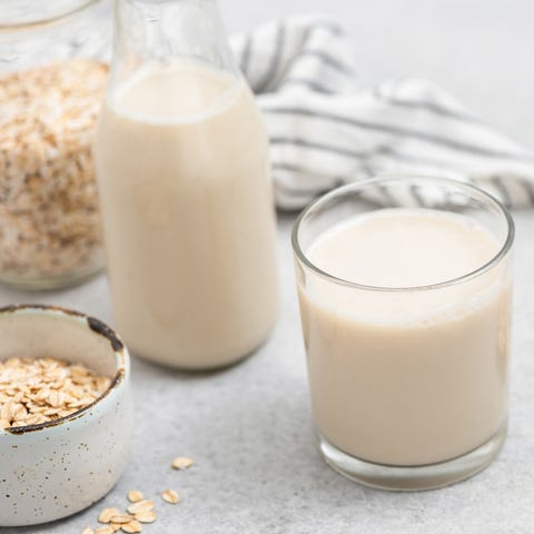 vegan oat milk in glass