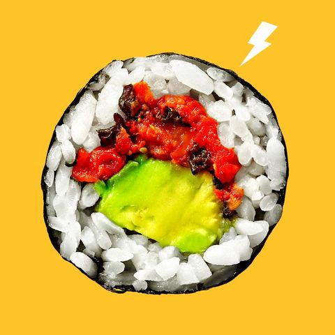 Vegan spicy tuna sushi