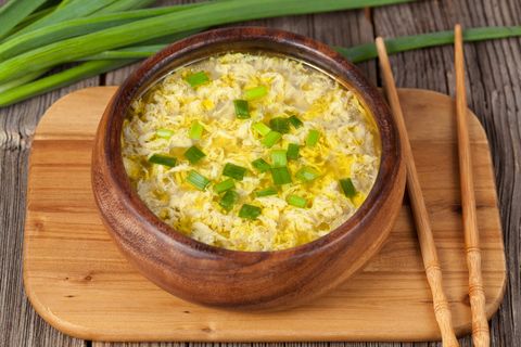 Vegetarian traditional asian drop egg soup
