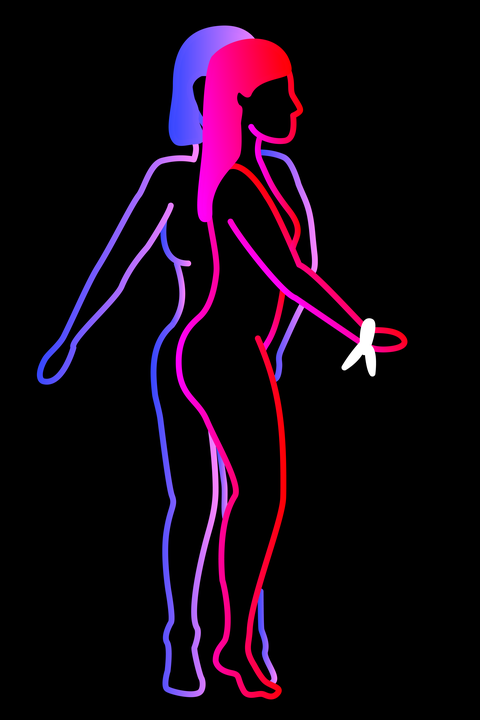 Joint, Human, Human body, Neon, Muscle, Electric blue, Magenta, Silhouette, Graphics, 