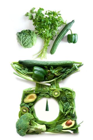 verduras y frutas verdes