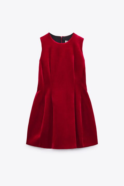 vestido terciopelo rojo zara