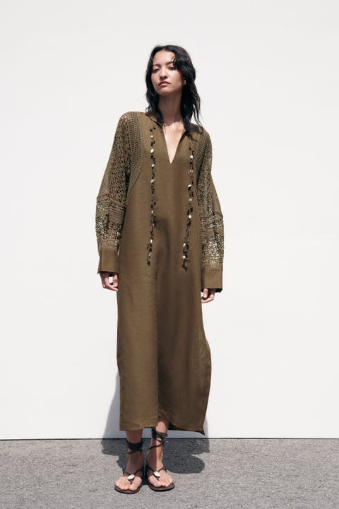 Zara linen and crochet tunic dress Zara linen and crochet tunic dress