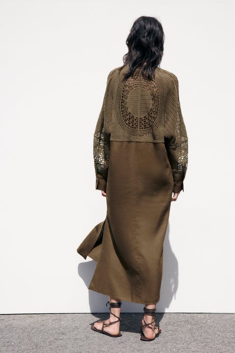 Zara linen and crochet tunic dress Zara linen and crochet tunic dress