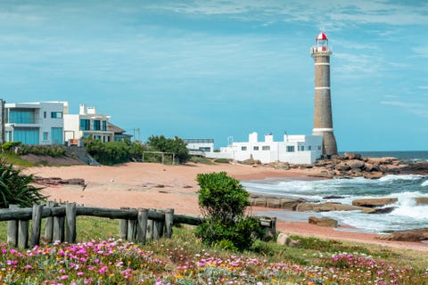 view of lighthouse in jose ignacio, near punta del este city, maldonado, uruguay