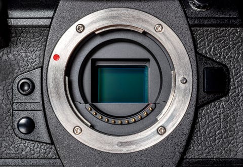 view of the sensor of a mirrorless camera