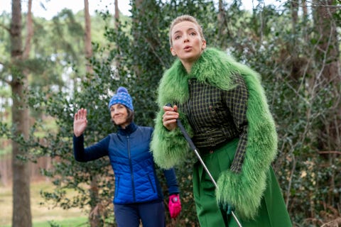 villanelle green golf outfit