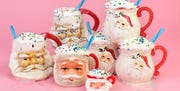 Vintage Santa mugs with cocoa Vintage Santa mugs with cocoa