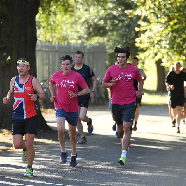 vitality ambassador and olympic legend seb coe joins hundreds of runners at a bespoke parkrun event