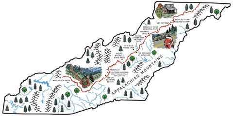 blue ridge parkway haritası