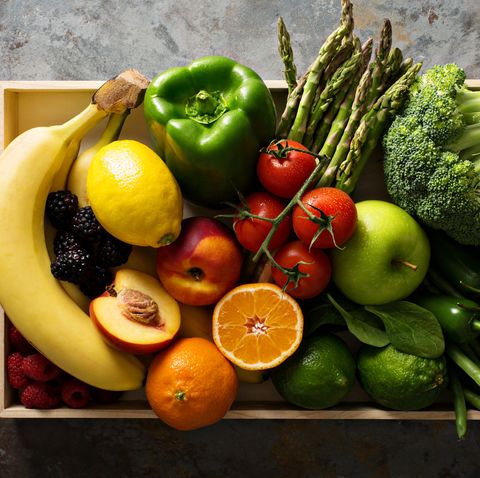 Fresh colorful vegetables and fruits