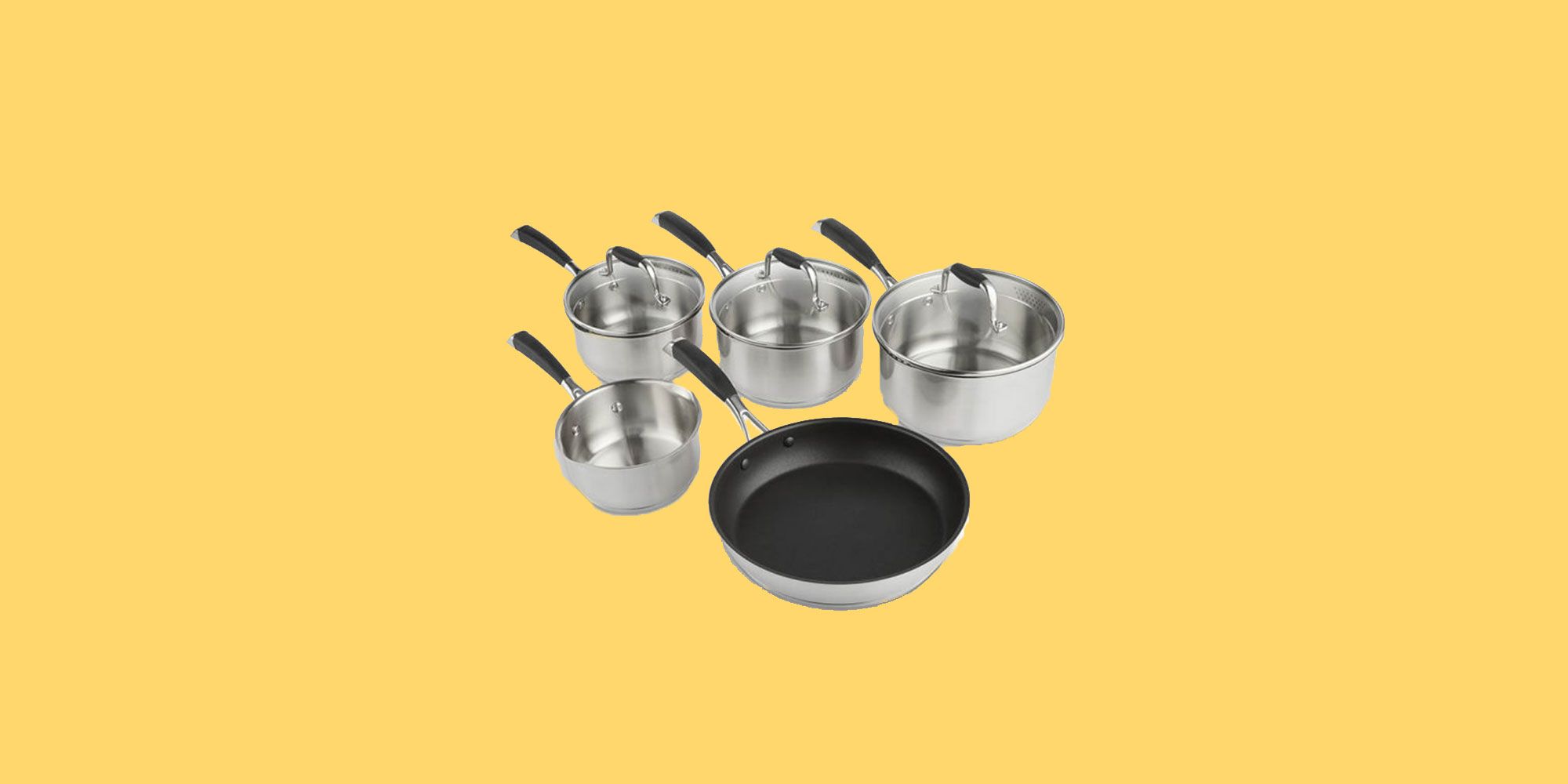 Vonshef 5 Piece Stainless Steel Pan Set VonShef Stainless Steel Stove Top