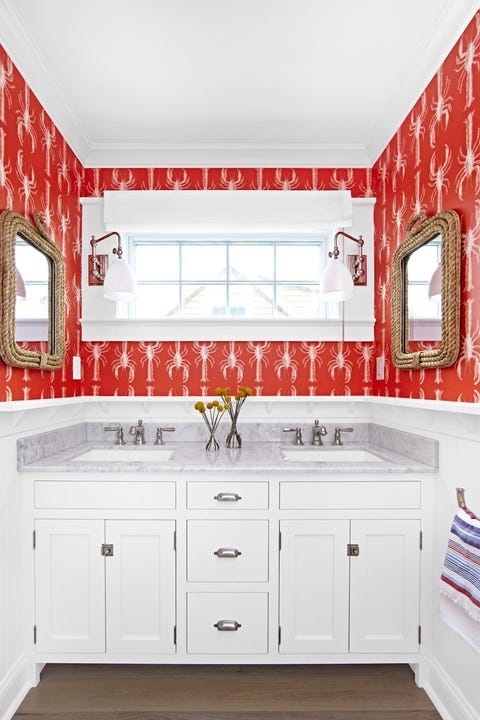 lobster bathroom wallpaper