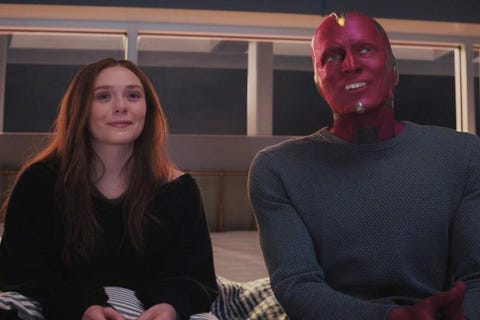 Elizabeth Olsen as Wanda, Paul Bettany as Vision, WandaVision elizabeth olsen as wanda, paul bettany as vision, wandavision