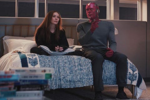 Elizabeth Olsen as Wanda, Paul Bettany as Vision, WandaVision elizabeth olsen as wanda, paul bettany as vision, wandavision