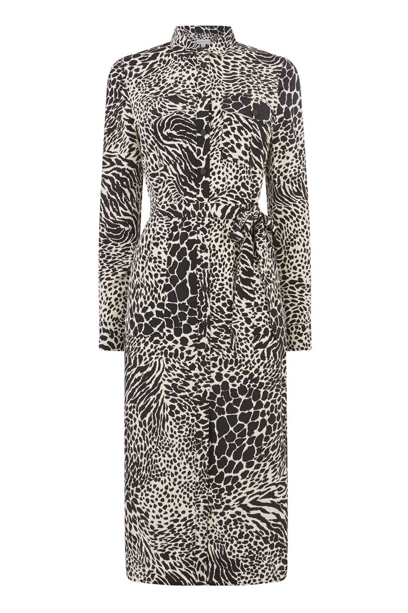 warehouse grey leopard print dress