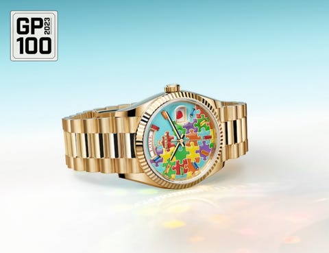 a watch with a colorful face