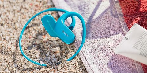 Sony waterproof headphones on beach