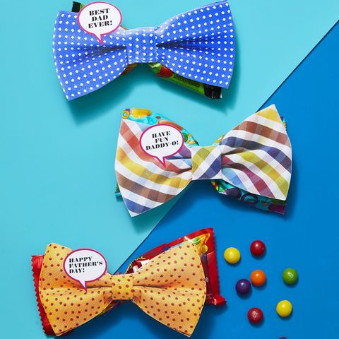 candy tucked under bow tie father's day gift