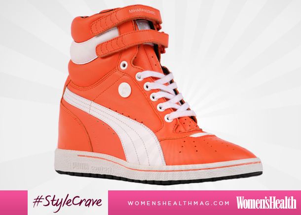 red puma wedge sneakers