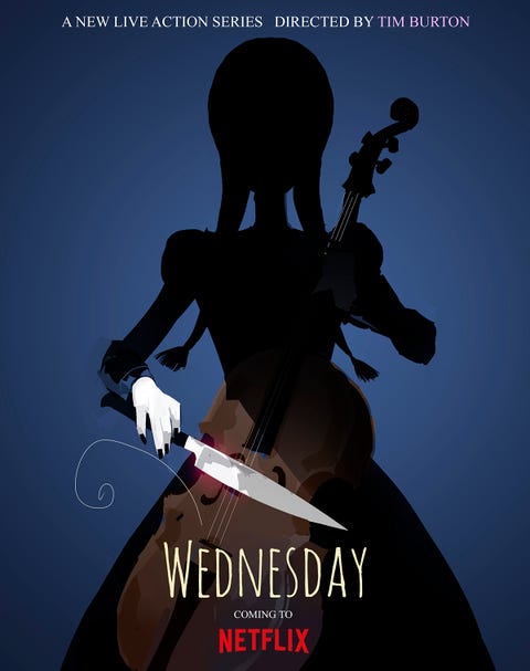 poster of the series 'wednesday', the live action of tim burton on netflix