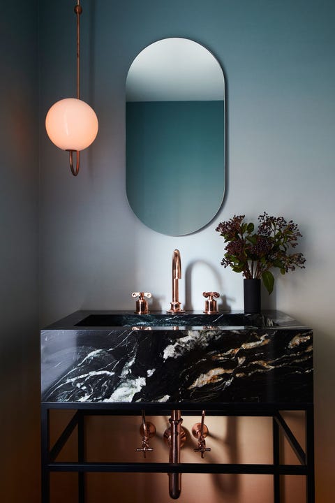 bathroom with ombre wallpaper ACME REAL ESTATE los angeles interior decor blog wallpaper ideas