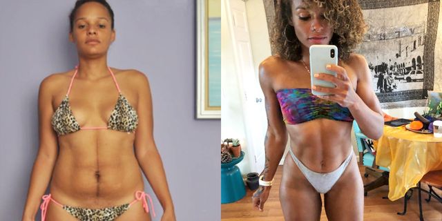 side by side transformation photos of trainer melissa alcantara
