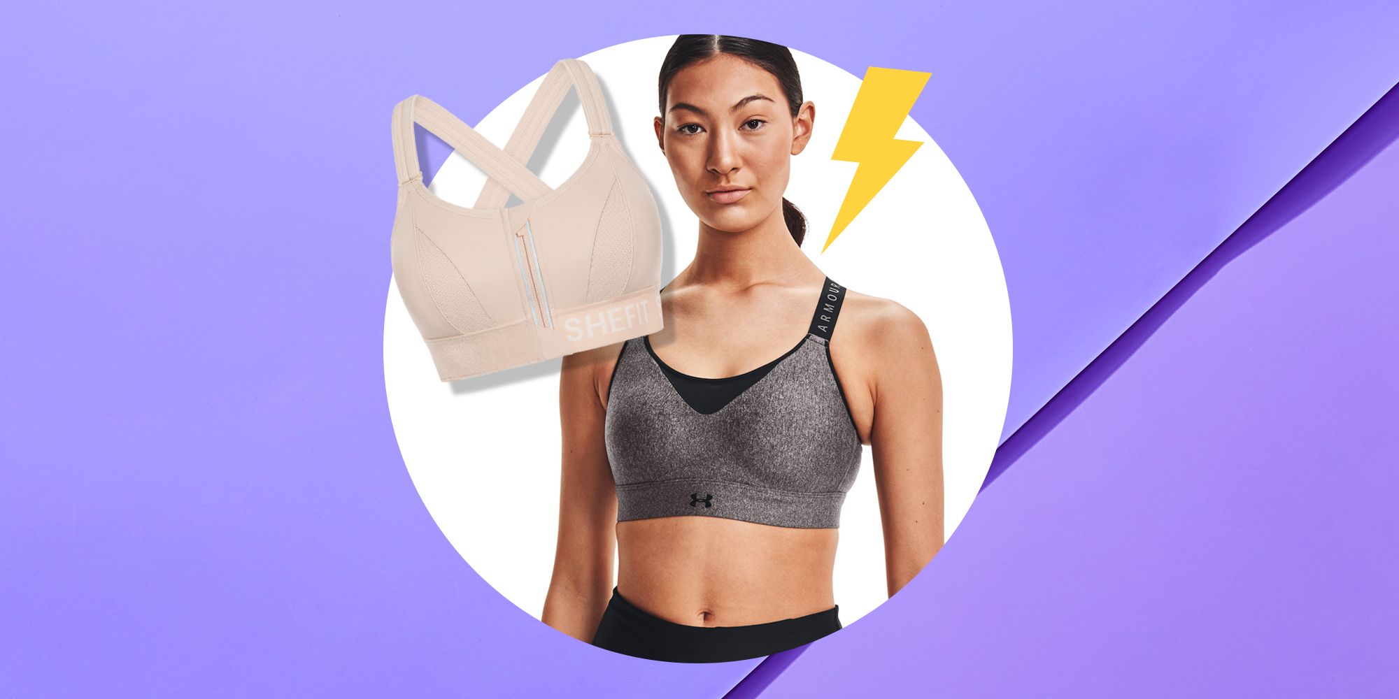 Ladies Sports Bra High Impact Non Wired Front Zip Wireless Padded Cup Crop Top 