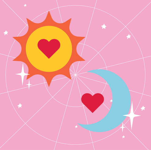 moon and sun illustration