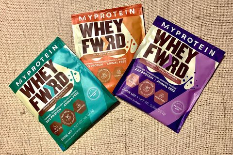 three flavors of myprotein whey forward