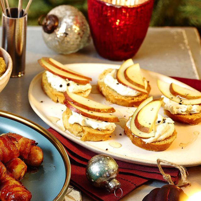 best canape recipes whipped blue cheese and pear crostini