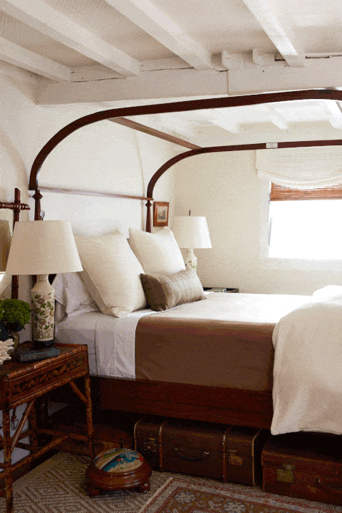 white bedroom in nantucket style