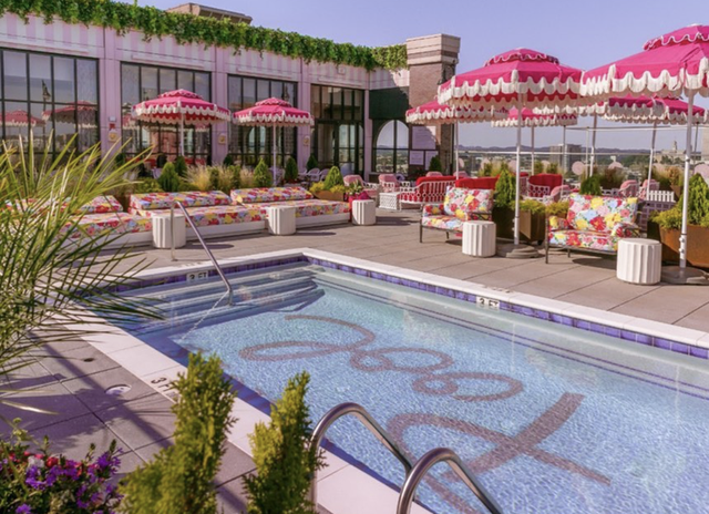 pink rooftop bar inspired by dolly parton
