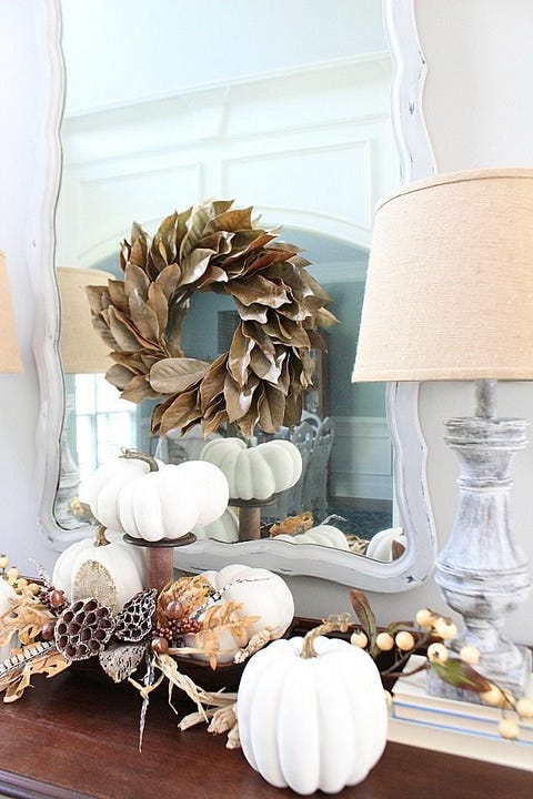 decorating with white pumpkins for fall