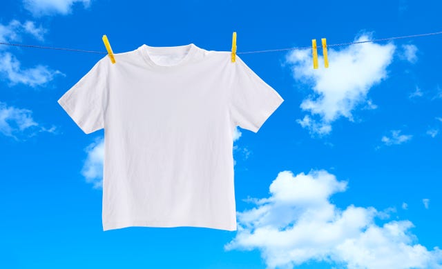 white tee shirt on washing line