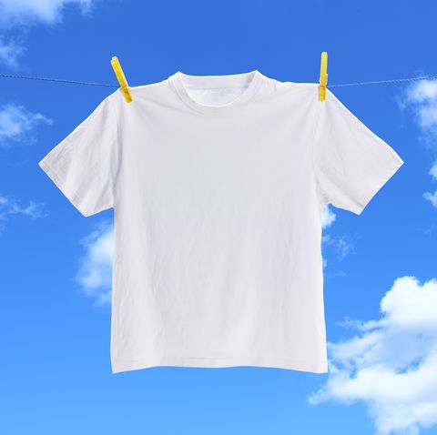 white tee shirt on washing line