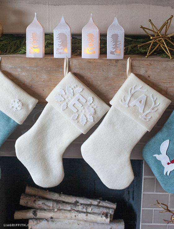 Personalised Embroidered Christmas Stocking Gift Handmade White any colour name