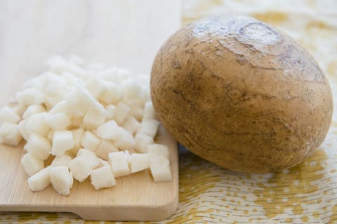 Whole and chopped jicama