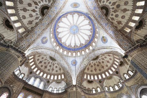 Wideangle view of Blue Mosque ceiling