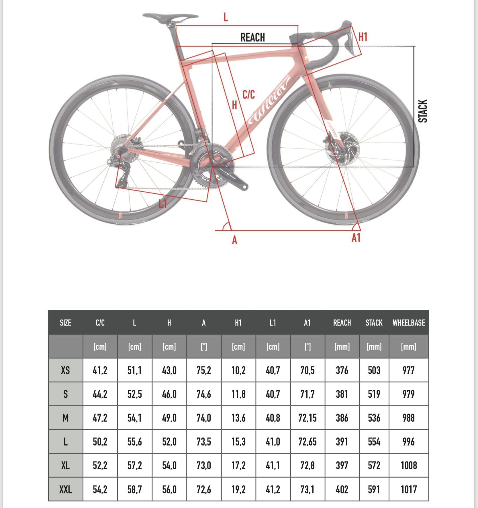 wilier size guide