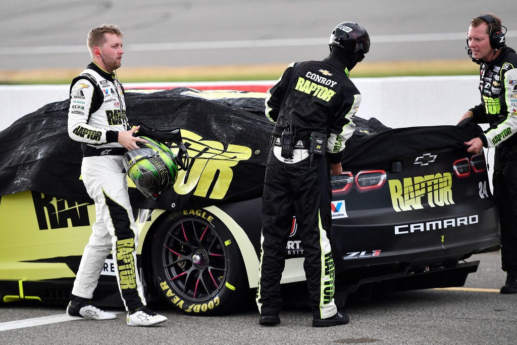 Rain Postpones NASCAR Cup Race at Michigan to Monday Finish, Blaney Wins Stage One