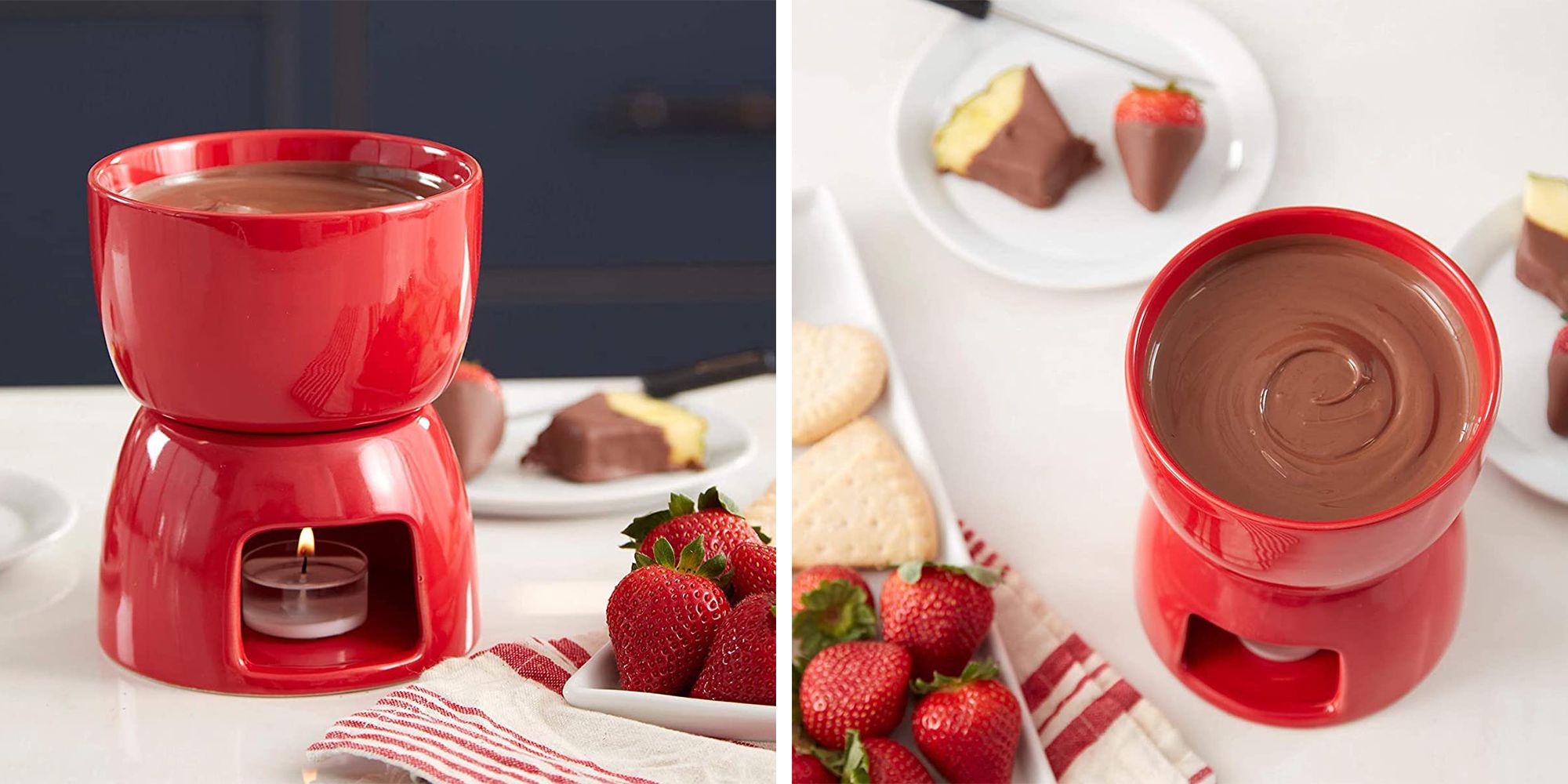 This Red Fondue Set Guarantees a Chocolate-Filled Dessert for Two 