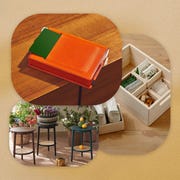 houseplant pocket case, organizational drawers, and a side table