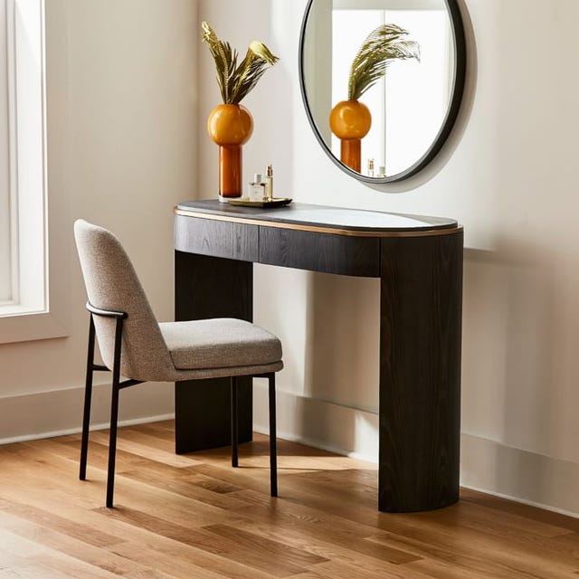 west elm bower console table with chair