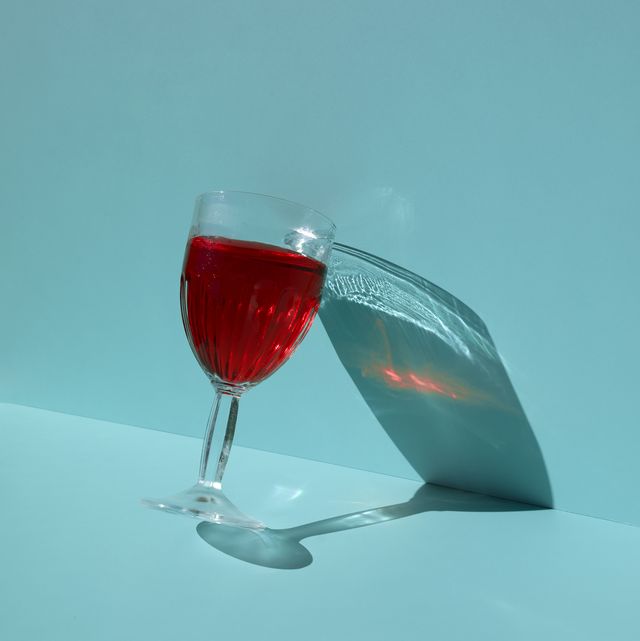 wine glass on the blue background