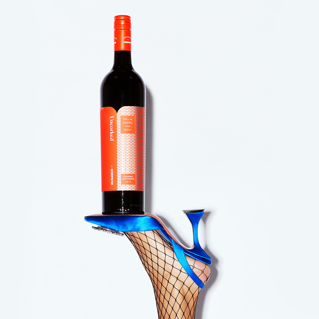 shoe with wine bottle
