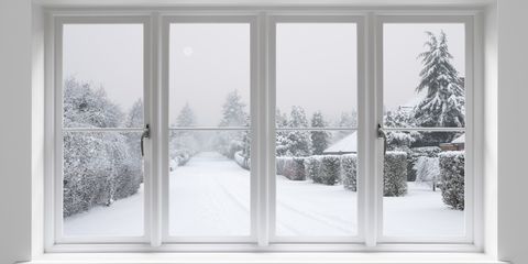 winter morning through white windows